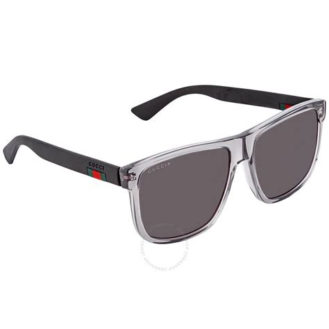 Gucci Grey Rectangular Polarized Men's Sunglasses GG0010S 